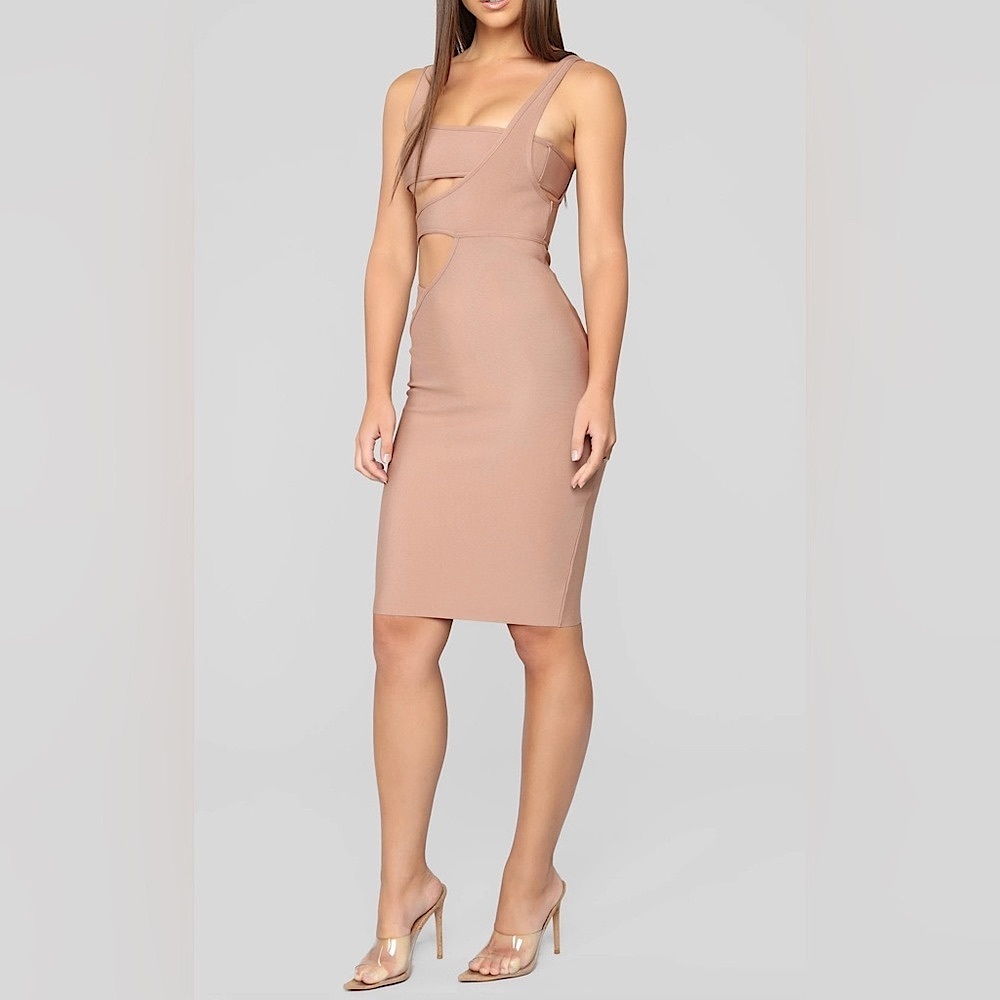 3/$20💥 Fashion Nova More‎ Money Honey Bandage Bodycon Dress NWT Size XS